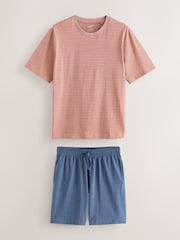 Portocaliu - Set pijamale Jerseu cu dungi și mânecă scurtă - Imaginea 7 din 11