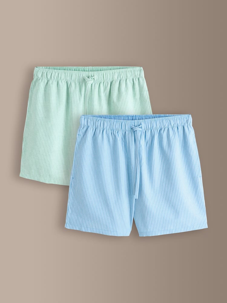 Grün & Blau - Woven Stripe Pyjama Shorts 2 Pack - Bild 1 von 12