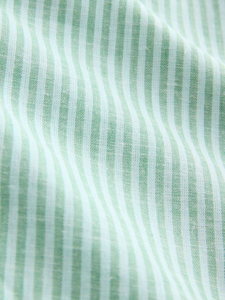 Green/Blue Linen Blend Woven Stripe Pyjamas Set 2 Pack - Image 14 of 14