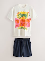 Blue Graphic Short Sleeve Jersey Pyjamas Set - Image 1 of 5