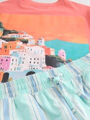 Red Amalfi Coast Graphic Short Sleeve Woven Pyjamas Set - Image 11 of 11