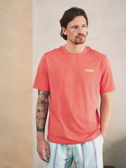 Red Amalfi Coast Graphic Short Sleeve Woven Pyjamas Set - Image 2 of 11