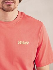 Red Amalfi Coast Graphic Short Sleeve Woven Pyjamas Set - Image 4 of 11