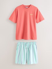 Red Amalfi Coast Graphic Short Sleeve Woven Pyjamas Set - Image 6 of 11