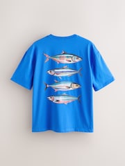 Blue/Green Graphic Short Sleeve Jersey Pyjamas Set - Image 10 of 13