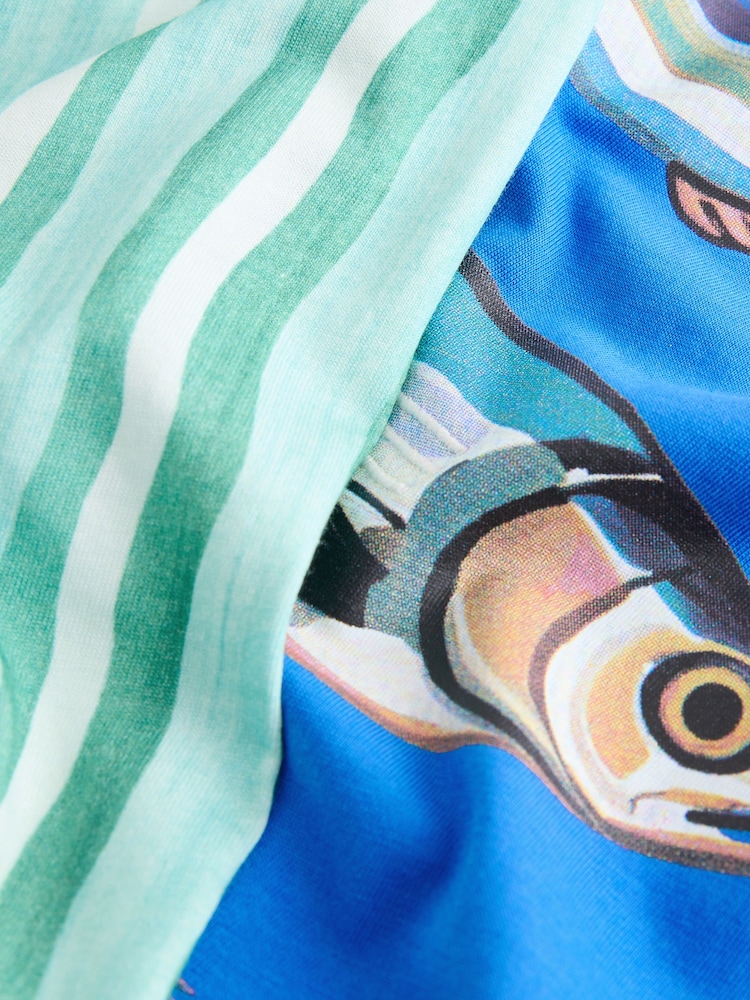 Blue/Green Graphic Short Sleeve Jersey Pyjamas Set - Image 13 of 13