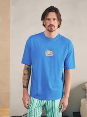 Blue/Green Graphic Short Sleeve Jersey Pyjamas Set - Image 3 of 13
