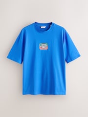 Blue/Green Graphic Short Sleeve Jersey Pyjamas Set - Image 9 of 13