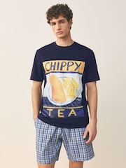 أزرق داكن أزرق - Frankie Thorp Jersey Short Sleeve Pyjamas Set - صورة 2 من 11