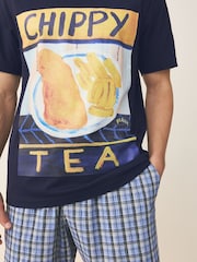 أزرق داكن أزرق - Frankie Thorp Jersey Short Sleeve Pyjamas Set - صورة 4 من 11