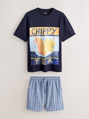 أزرق داكن أزرق - Frankie Thorp Jersey Short Sleeve Pyjamas Set - صورة 7 من 11