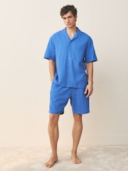 Blue Cheesecloth Shirt and Shorts Set - Image 1 of 11