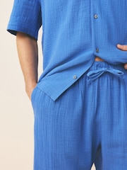 Blue Cheesecloth Shirt and Shorts Set - Image 5 of 11