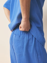 Blue Cheesecloth Shirt and Shorts Set - Image 6 of 11