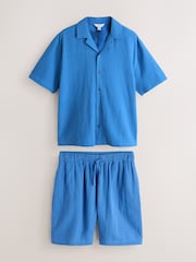 Blue Cheesecloth Shirt and Shorts Set - Image 7 of 11