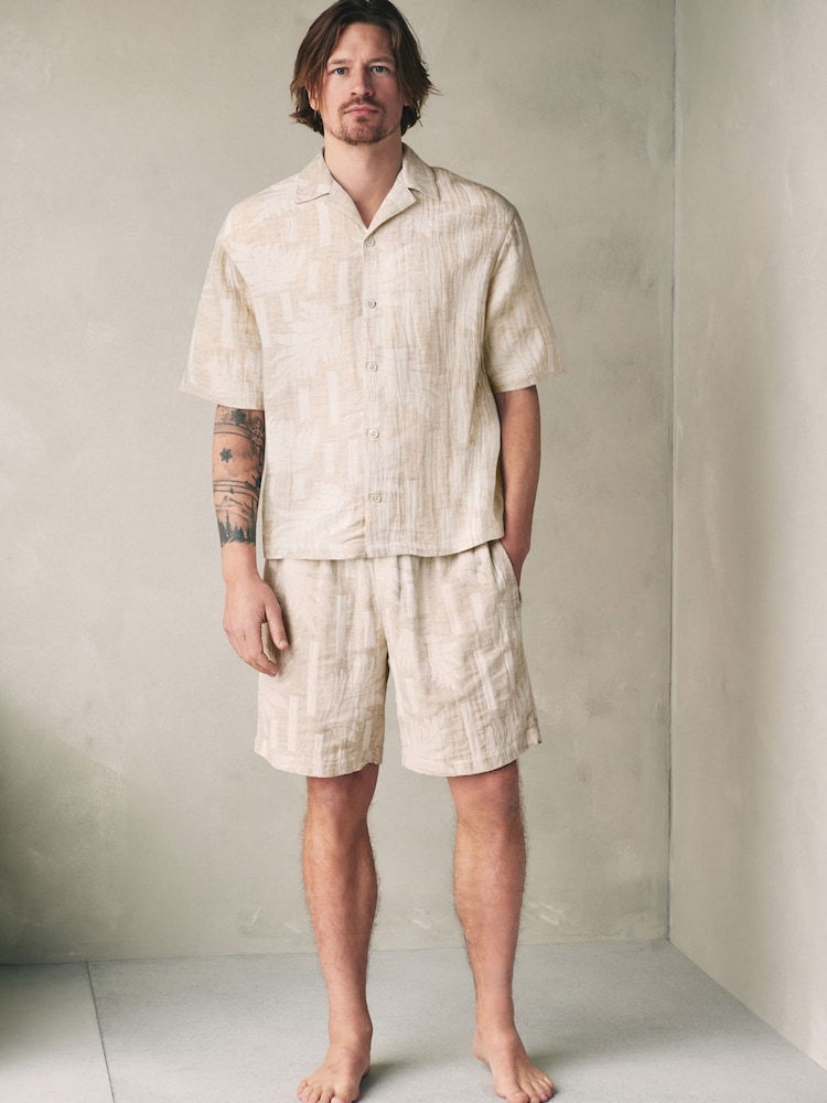Neutral Woven Shirt and Shorts Set - Image 1 of 11