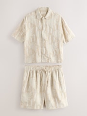 Neutral Woven Shirt and Shorts Set - Image 7 of 11