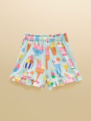 Joules Girls' Daisy Blue Jersey Frill Shorts - Image 2 of 5