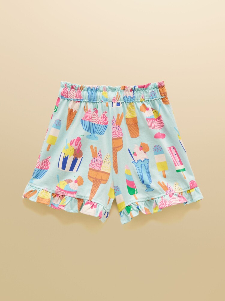 Joules Girls' Daisy Blue Jersey Frill Shorts - Image 2 of 5