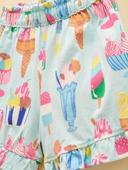 Joules Girls' Daisy Blue Jersey Frill Shorts - Image 4 of 5