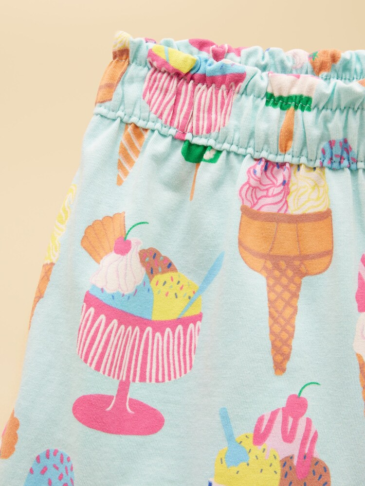 Joules Girls' Daisy Blue Jersey Frill Shorts - Image 5 of 5