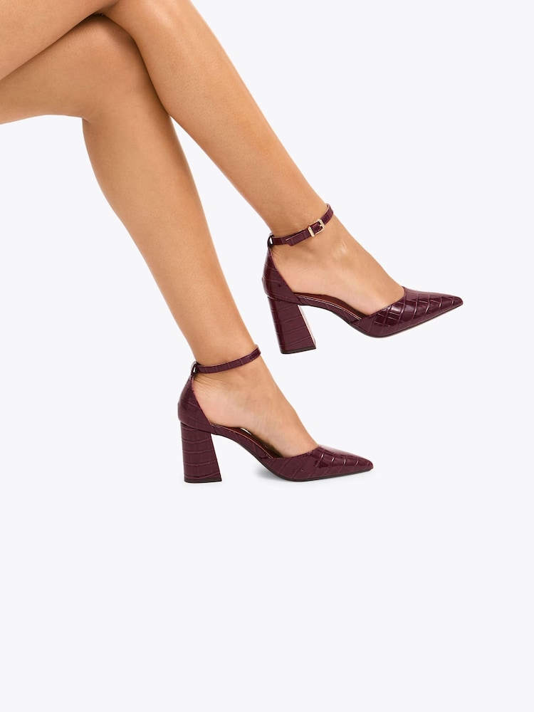 Carvela Red Croc Standard Fit Refined Court Block Heels - Image 5 of 5 Carvela Red Croc Standard Fit Refined Court Block Heels - Image 5 of 5