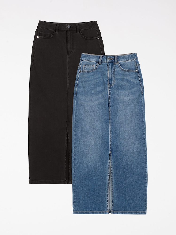 Friends Like These Split Front Denim Midi Skirts 2 Pack - Bild 1 av 4
