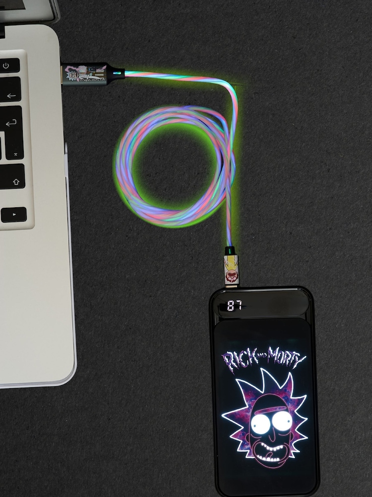 Rick and Morty Green Light Up Charging Cable - Image 1 of 6