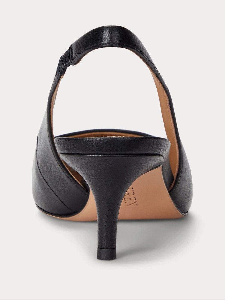 Lauren Ralph Lauren Lolah Burnished Leather Slingback Black Pumps - Image 5 of 5 Lauren Ralph Lauren Lolah Burnished Leather Slingback Black Pumps - Image 5 of 5
