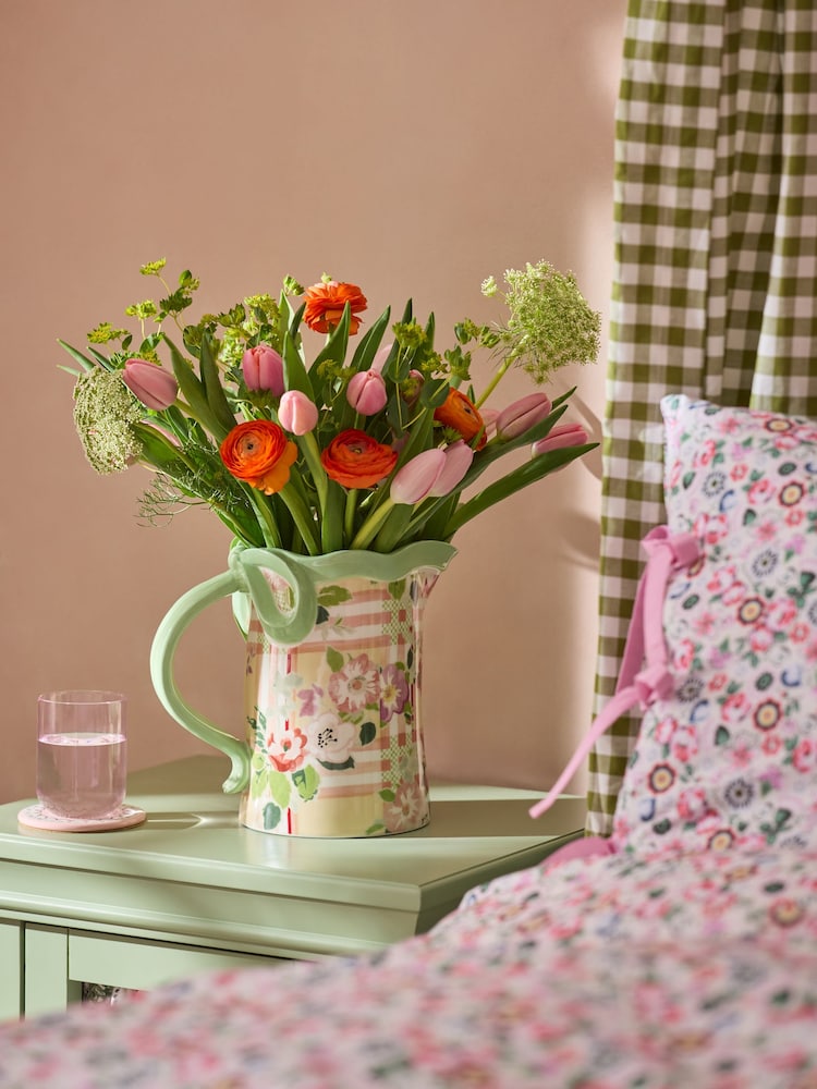 Cath Kidston Green Check Jug Vase - Image 1 of 5