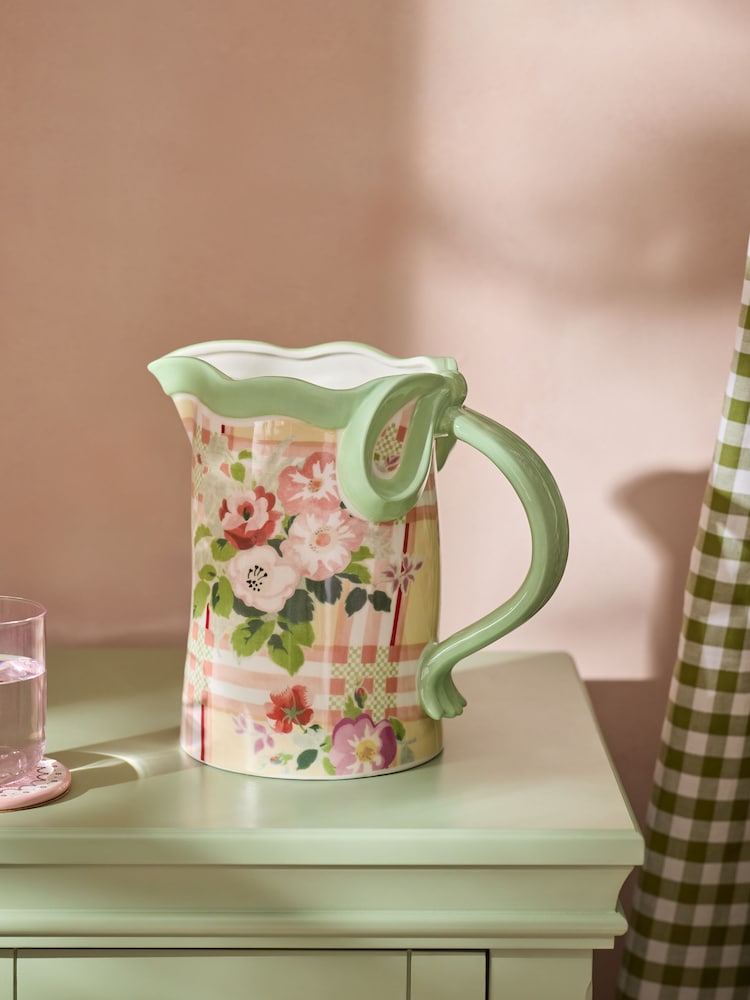 Cath Kidston Green Check Jug Vase - Image 2 of 5