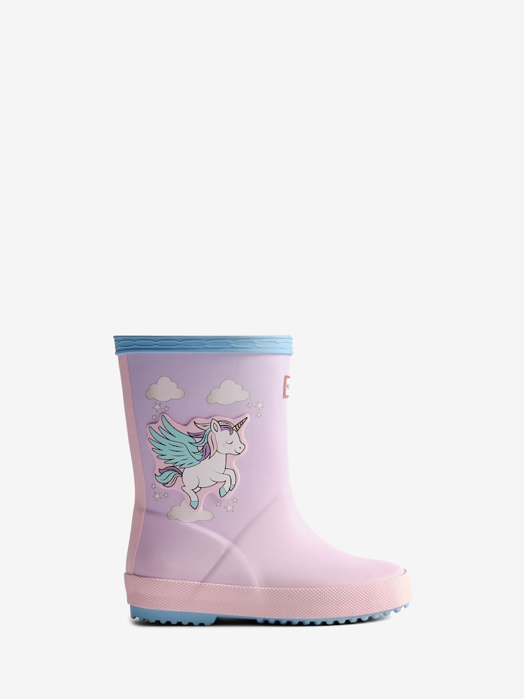 Hunter Pink Kids First Unicorn Print Boots - Image 1 of 4