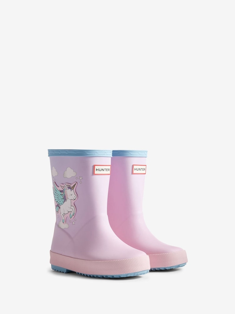 Hunter Pink Kids First Unicorn Print Boots - Image 2 of 4
