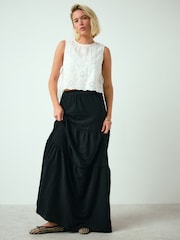 Negro - Cotton Tiered Maxi Skirt - Imagen 1 de 8