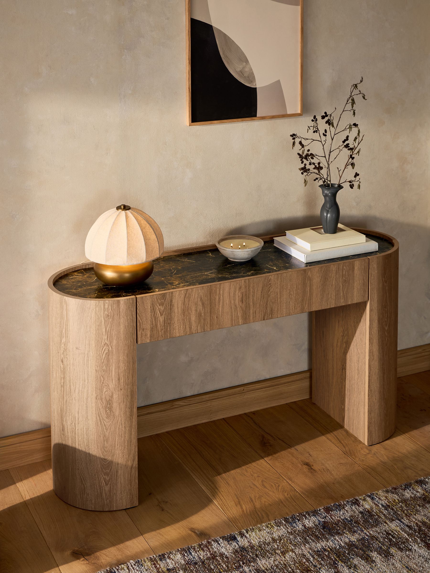 Mid Natural Nomad Oak Effect Console Table