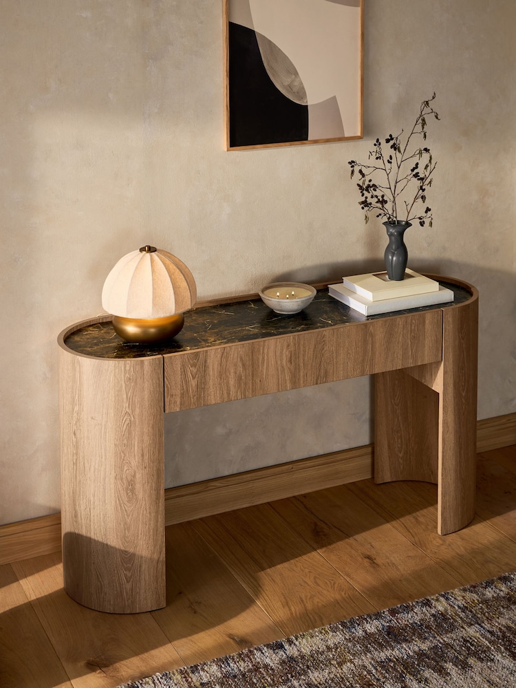 Mid Natural Nomad Oak Effect Console Table - Image 1 of 11