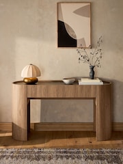 Mid Natural Nomad Oak Effect Console Table - Image 2 of 11