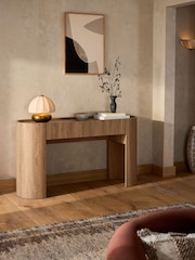 Mid Natural Nomad Oak Effect Console Table - Image 4 of 11