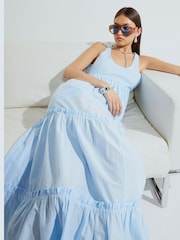 River Island Blue Sleeveless Tiered Maxi Dress - Image 2 of 4