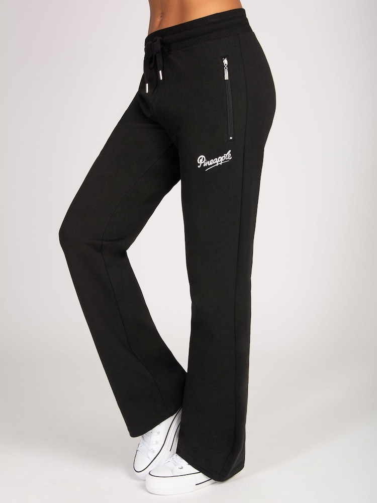 Pineapple Black Womens Zip Pocket Flare Trousers - Image 1 of 7