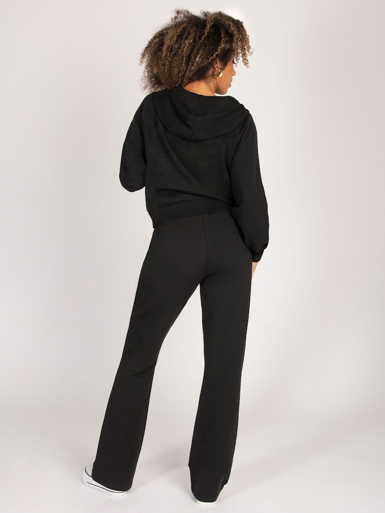 Pineapple Black Womens Zip Pocket Flare Trousers - Image 7 of 7