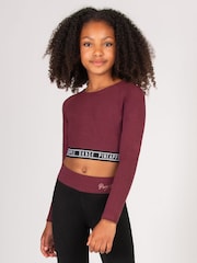 Pineapple Red Tape Girls Long Sleeve Crop Top - Image 1 of 5