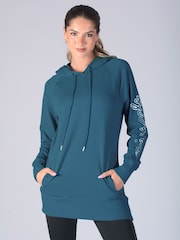 Pineapple Blue Dark Womens Longline Hoodie - Image 1 of 4