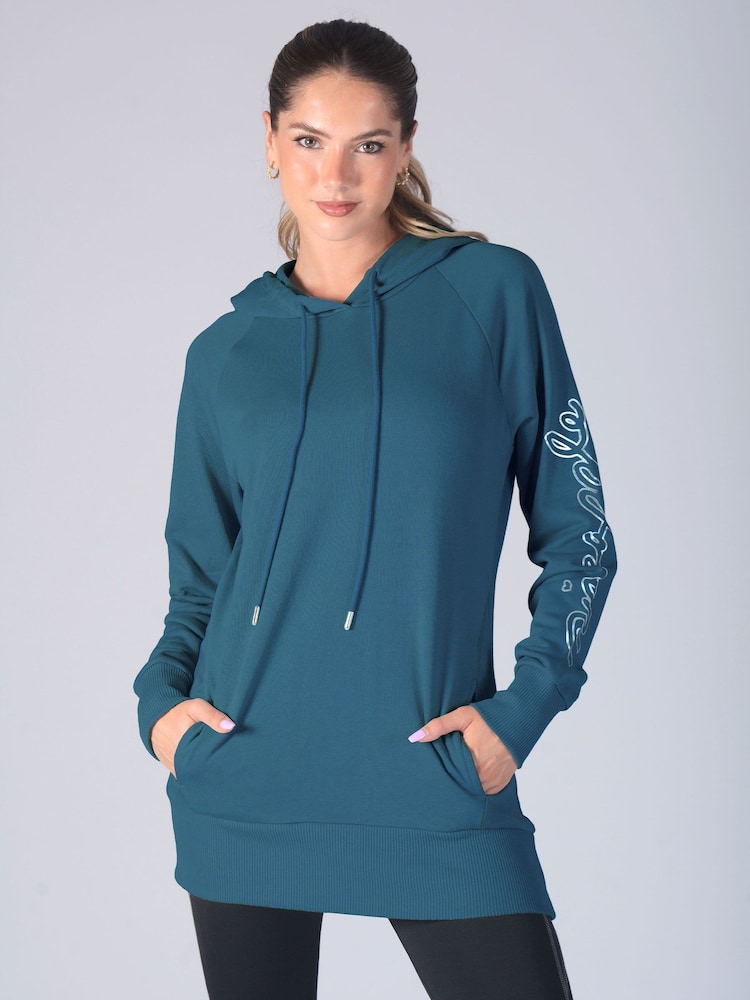 Pineapple Blue Dark Womens Longline Hoodie - Image 1 of 4 Pineapple Blue Dark Womens Longline Hoodie - Image 1 of 4