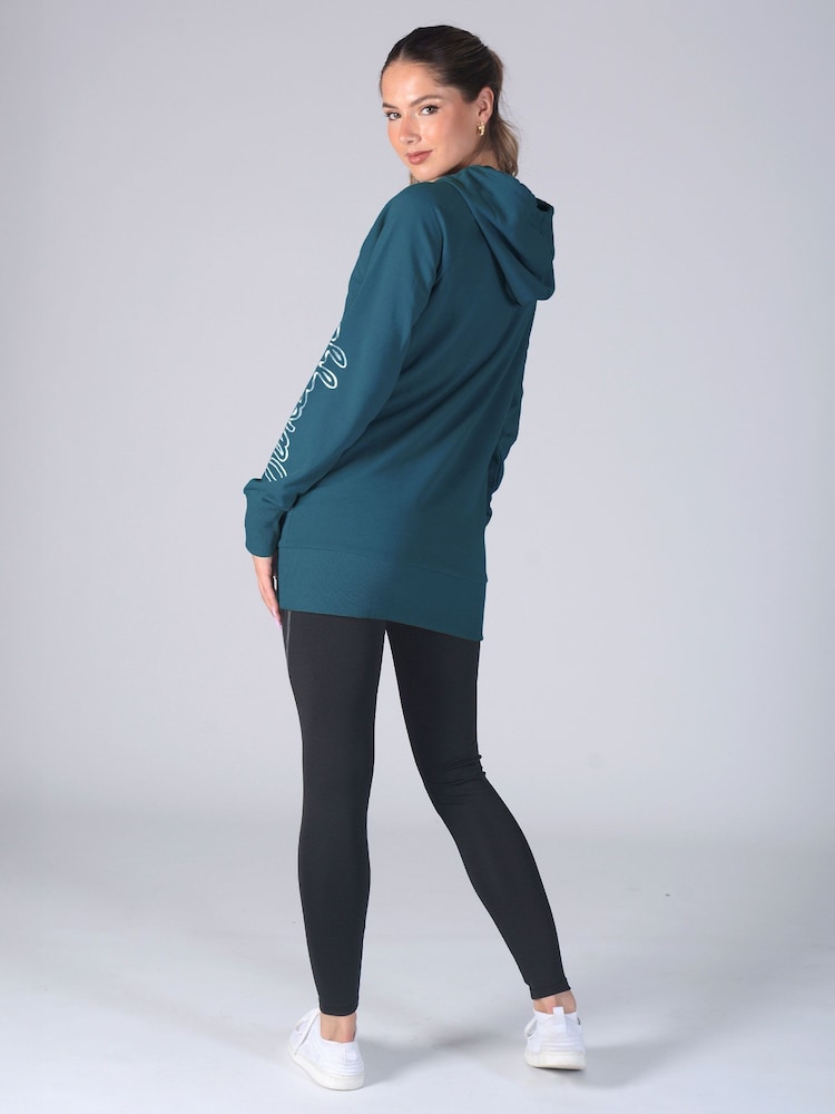 Pineapple Blue Dark Womens Longline Hoodie - Image 2 of 4 Pineapple Blue Dark Womens Longline Hoodie - Image 2 of 4