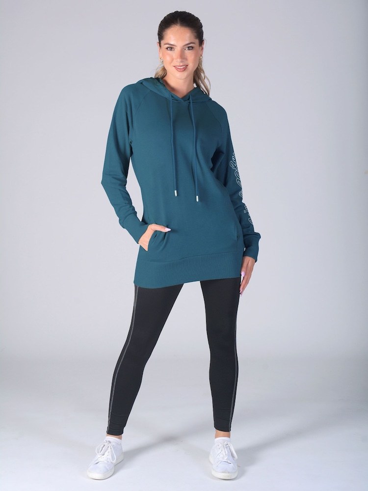 Pineapple Blue Dark Womens Longline Hoodie - Image 4 of 4