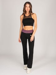 Pineapple Black Womens Contrast Band Bootcut Jersey Trousers - Image 3 of 6