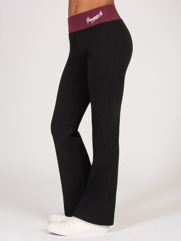 Pineapple Black Girls Contrast Band Jersey Flare Trousers - Image 1 of 6 Pineapple Black Girls Contrast Band Jersey Flare Trousers - Image 1 of 6