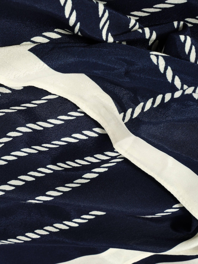 Mint Velvet Blue Navy Print Square Neck Scarf - Image 3 of 3