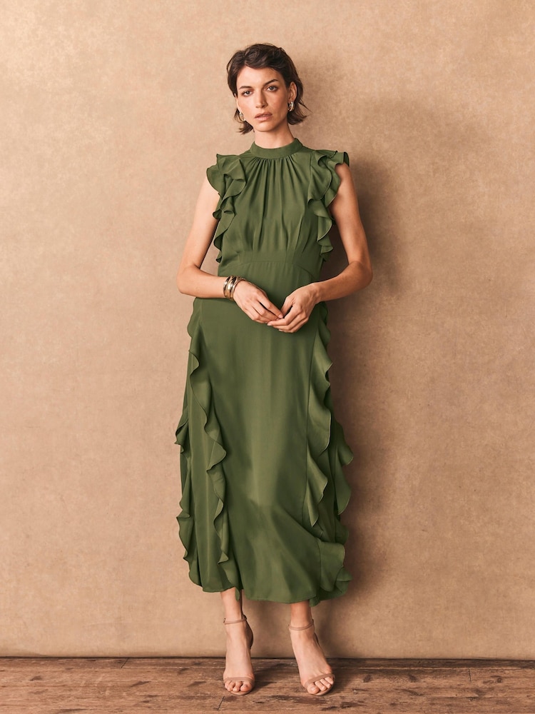 green emerald velvet dress Moss Babe High Neck Bodycon Dress main image 0